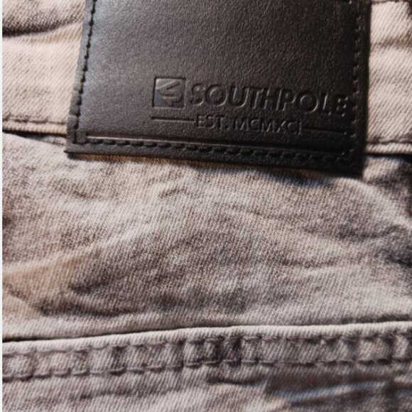 Southpole Mens Jeans Skinny Size 36x30 Distressed light wash black stretch New - Picture 9 of 10